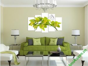 Tranh trang trí phòng khách hoa lan màu vàng chanh-01