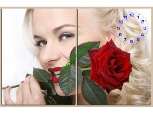 Đồng hồ tranh treo tường cô gái và hoa hồng amia 133-00