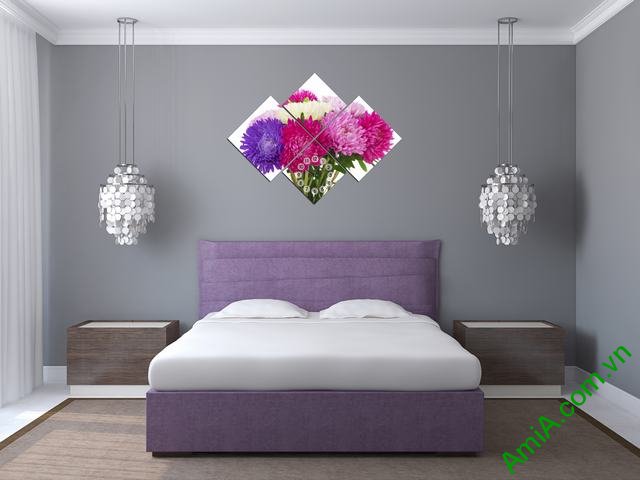 Đồng hồ tranh treo tường hiện đại hoa Cúc trang trí phòng khách, phòng ngủ-01