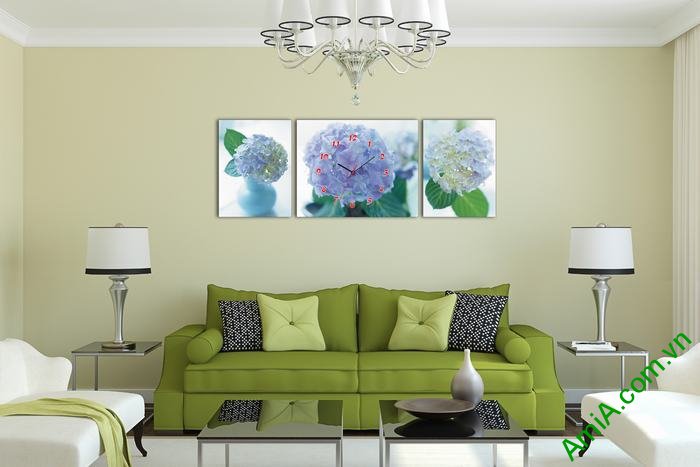 Tranh hoa cẩm tú cầu trang trí phòng khách hiện đại Amia 544-01