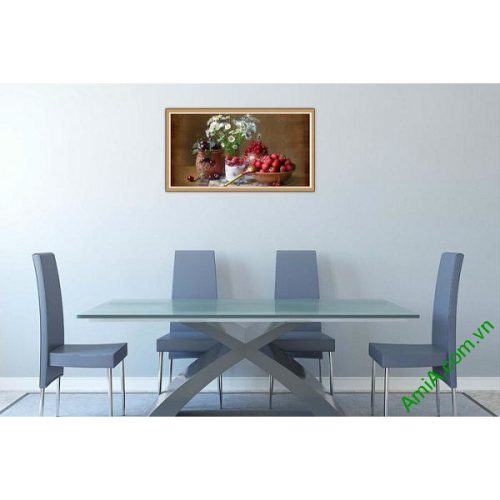 Tranh trang trí bàn ăn hiện đại hoa quả trái cây AmiA 580-00