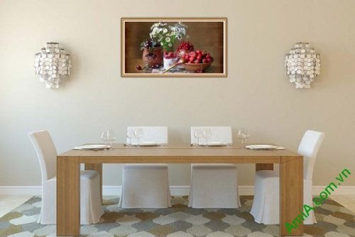 Tranh trang trí bàn ăn hiện đại hoa quả trái cây AmiA 580-02