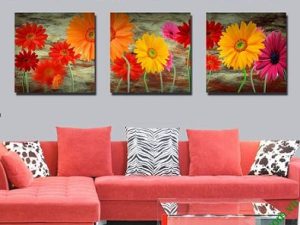 Hình ảnh tranh hoa ghép bộ phòng khách hiện đại