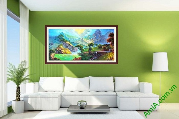 Tranh trang trí phong cảnh khổ lớn sơn thủy AmiA 698-01