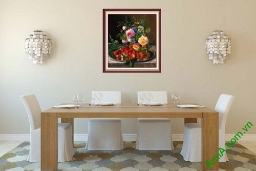 Tranh trang trí treo tường bình hoa và quả AmiA 689-02