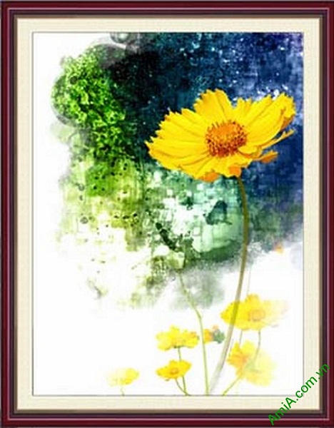 Tranh trang trí trừu tượng hoa cúc daisy AmiA 671