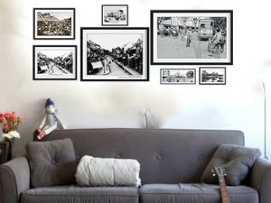 Hình ảnh mẫu Hình ảnh Bộ khung tranh trang trí nghệ thuật phòng khách hà nội xưa