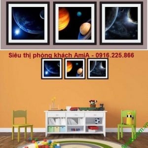 Hình ảnh bộ khung tranh trang trí phòng trẻ em vũ trụ