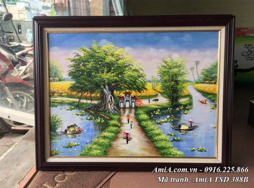 Hình ảnh phong cảnh sơn dầu làng quê TSD 388B chụp tại cửa hàng tranh Amia