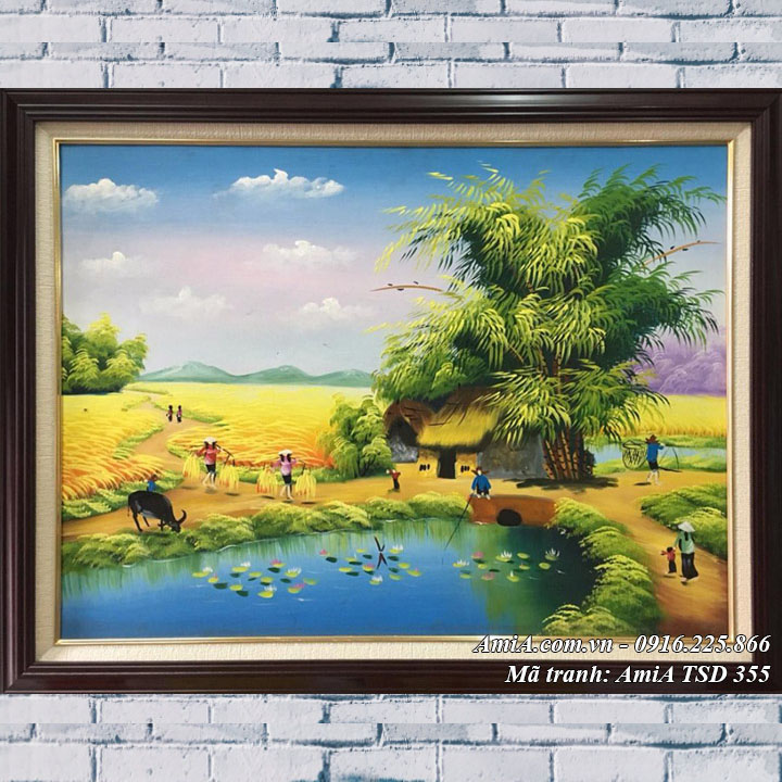 Tranh sơn dầu cảnh sinh hoạt làng quê nông thôn AmiA - Vẽ tranh phong cảnh sinh hoạt \