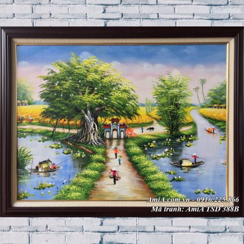 Hình ảnh tranh khổ nhỏ sơn dầu phong cảnh làng quê