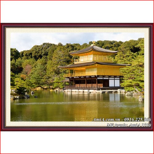 Tranh Chùa Vàng Nhật Bản treo phòng khách đẹp amia 1550