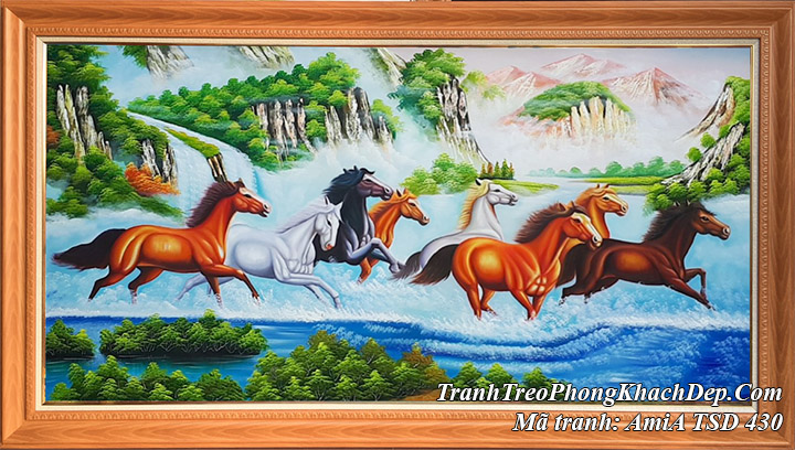 Tranh ngựa chạy giữa núi rừng 8 ngựa AmiA TSD 430