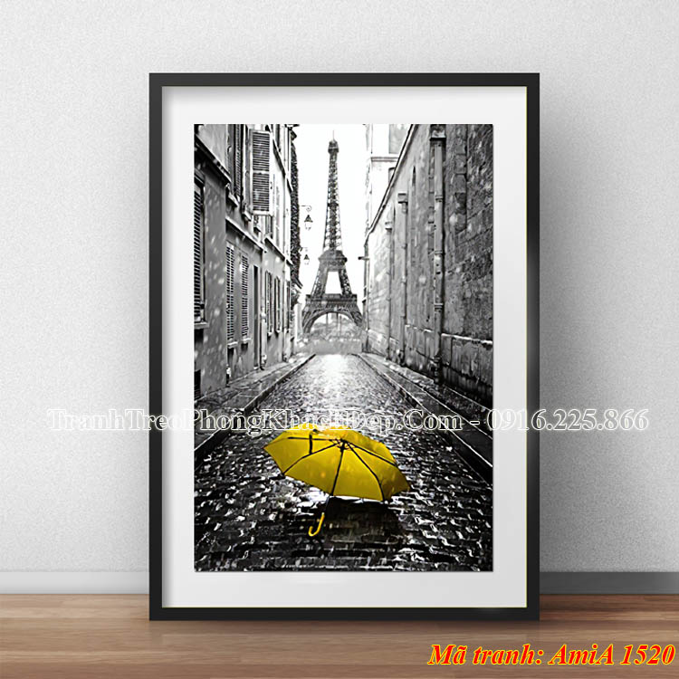 Tranh cây dù vàng và tháp Eiffel AmiA 1520