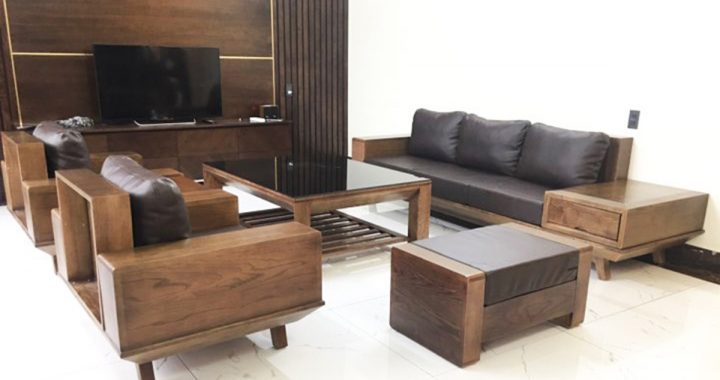 Mẫu ghế sofa gỗ tần bì hiện đại phòng khách | Nội thất AmiA.vn
